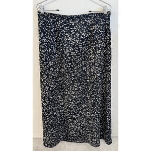 Liz Claiborne Midi Skirt Size 12. Black Blue Cream Print. Back Zip. Lined.